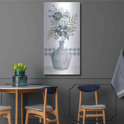 Luxe Metal Art 'Blue Poppies' by Cindy Jacobs, Metal Wall Art,24x48