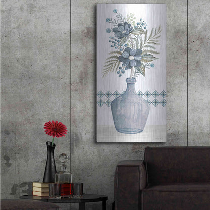 Luxe Metal Art 'Blue Poppies' by Cindy Jacobs, Metal Wall Art,24x48