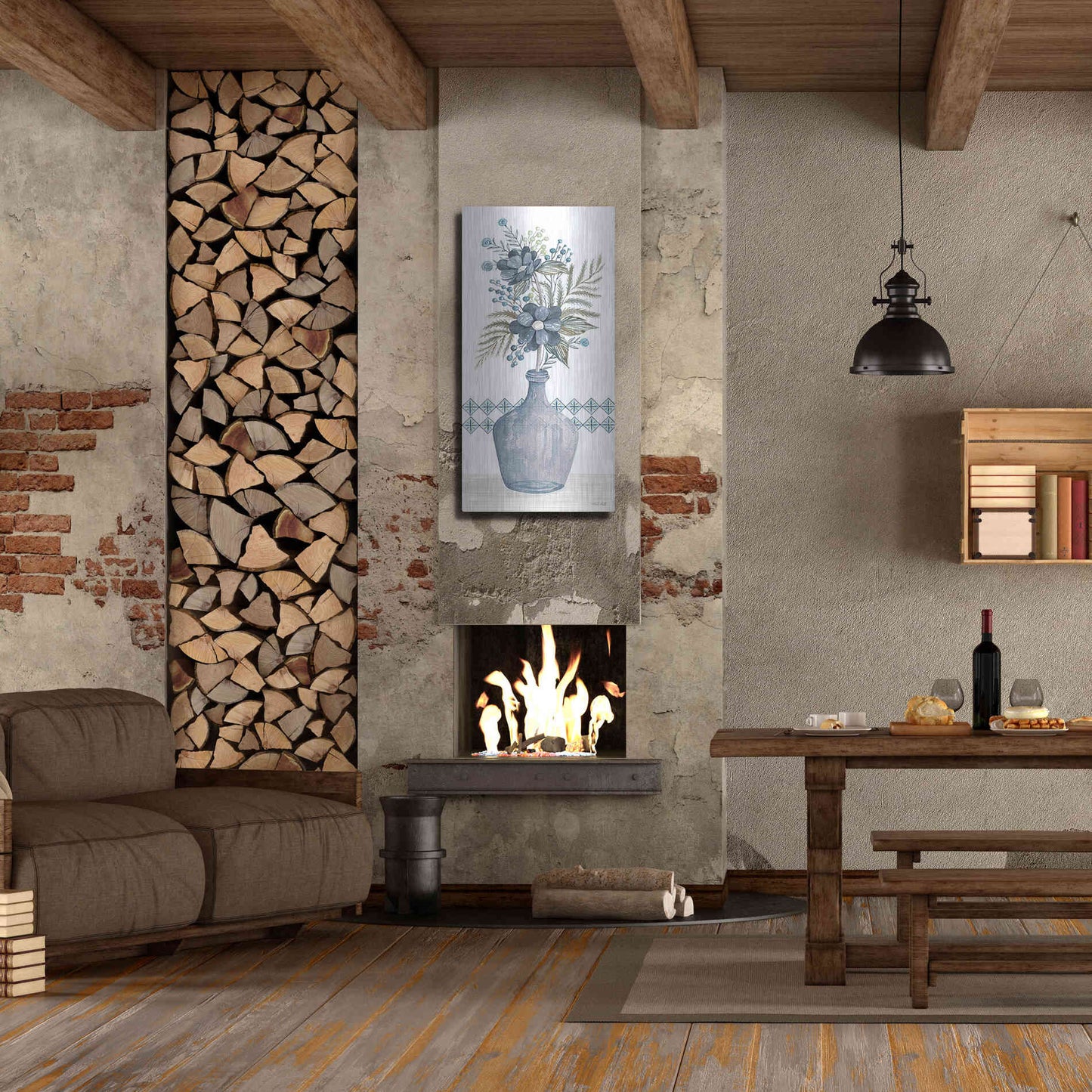 Luxe Metal Art 'Blue Poppies' by Cindy Jacobs, Metal Wall Art,24x48