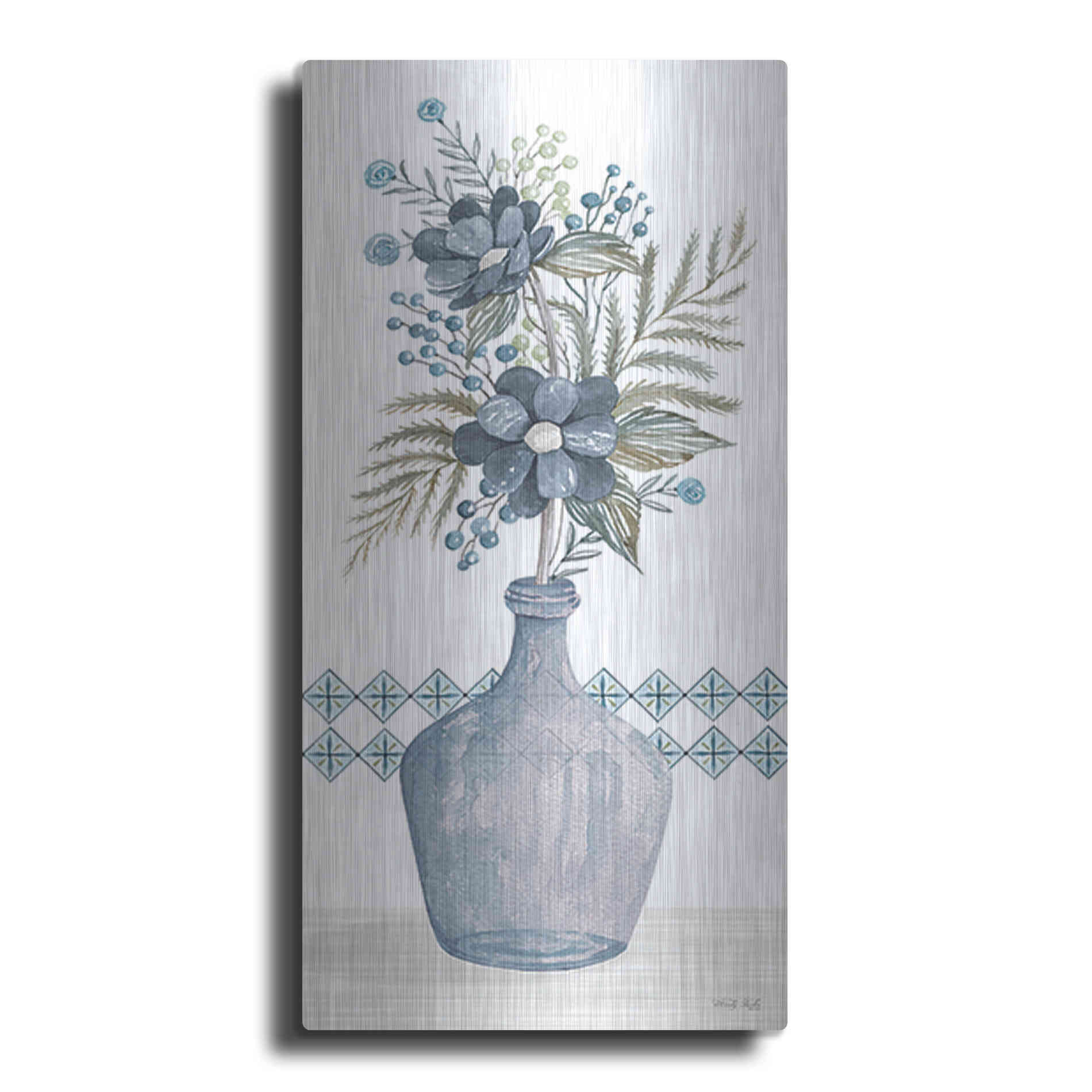 Luxe Metal Art 'Blue Poppies' by Cindy Jacobs, Metal Wall Art