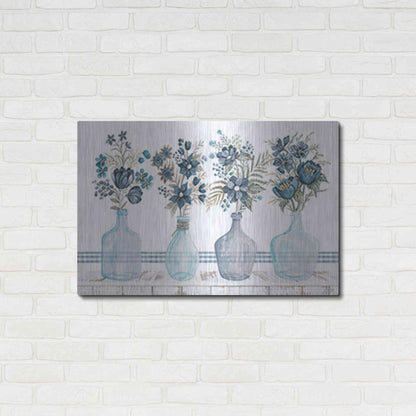 Luxe Metal Art 'Feeling Blue Florals' by Cindy Jacobs, Metal Wall Art,36x24