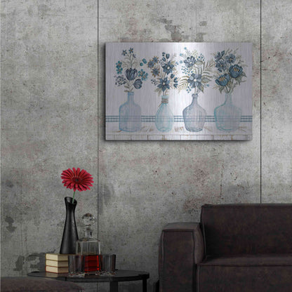 Luxe Metal Art 'Feeling Blue Florals' by Cindy Jacobs, Metal Wall Art,36x24