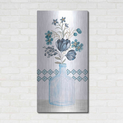 Luxe Metal Art 'Blue Mums' by Cindy Jacobs, Metal Wall Art,24x48