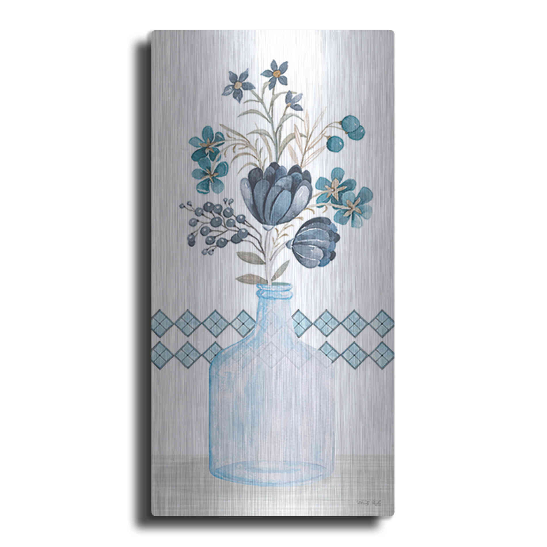 Luxe Metal Art 'Blue Mums' by Cindy Jacobs, Metal Wall Art