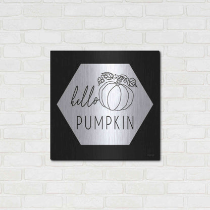 Luxe Metal Art 'Hello Pumpkin Hexagon' by Cindy Jacobs, Metal Wall Art,24x24