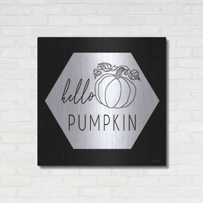 Luxe Metal Art 'Hello Pumpkin Hexagon' by Cindy Jacobs, Metal Wall Art,36x36