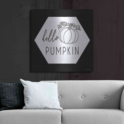 Luxe Metal Art 'Hello Pumpkin Hexagon' by Cindy Jacobs, Metal Wall Art,36x36