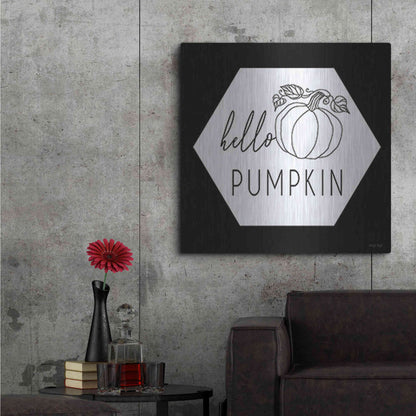 Luxe Metal Art 'Hello Pumpkin Hexagon' by Cindy Jacobs, Metal Wall Art,36x36
