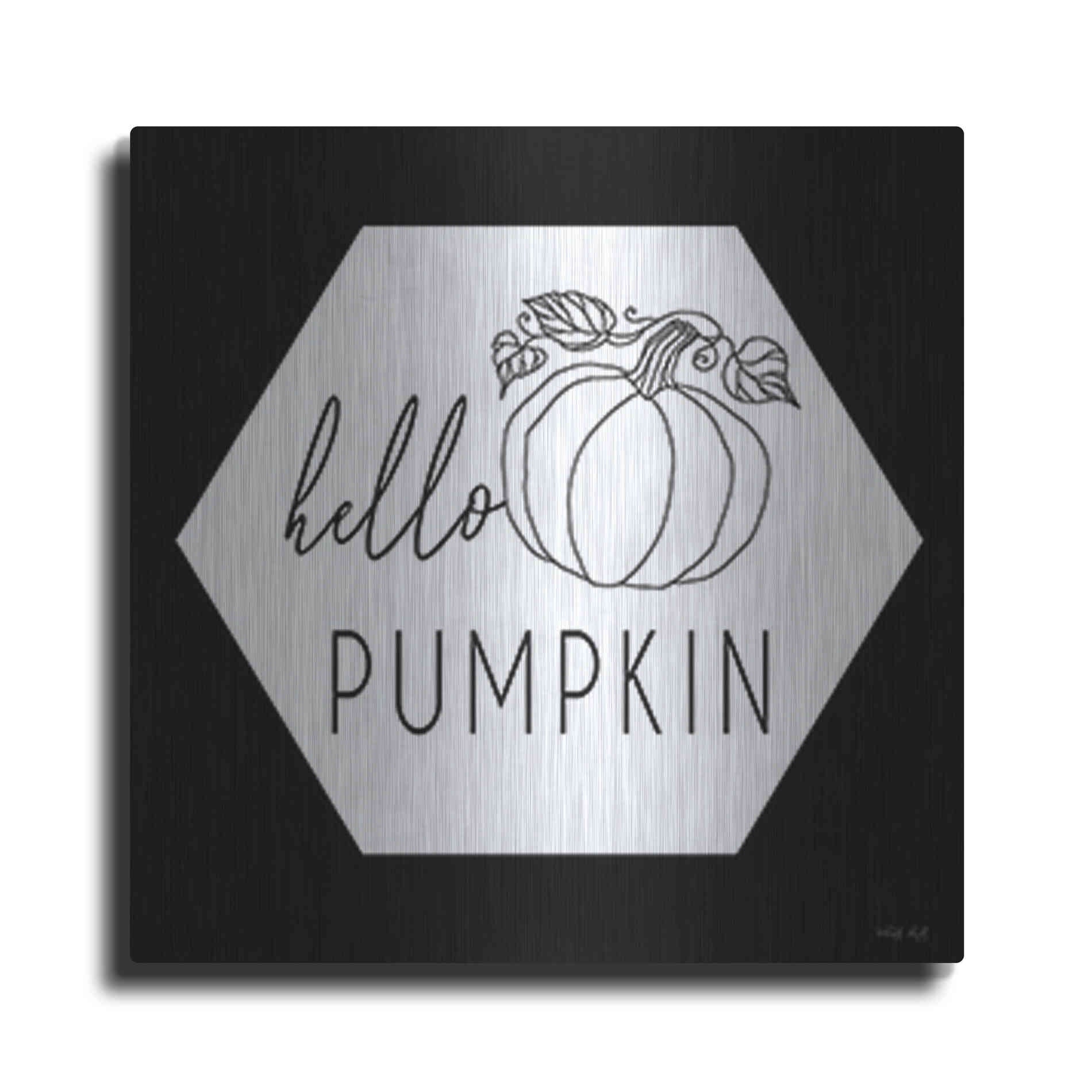 Luxe Metal Art 'Hello Pumpkin Hexagon' by Cindy Jacobs, Metal Wall Art