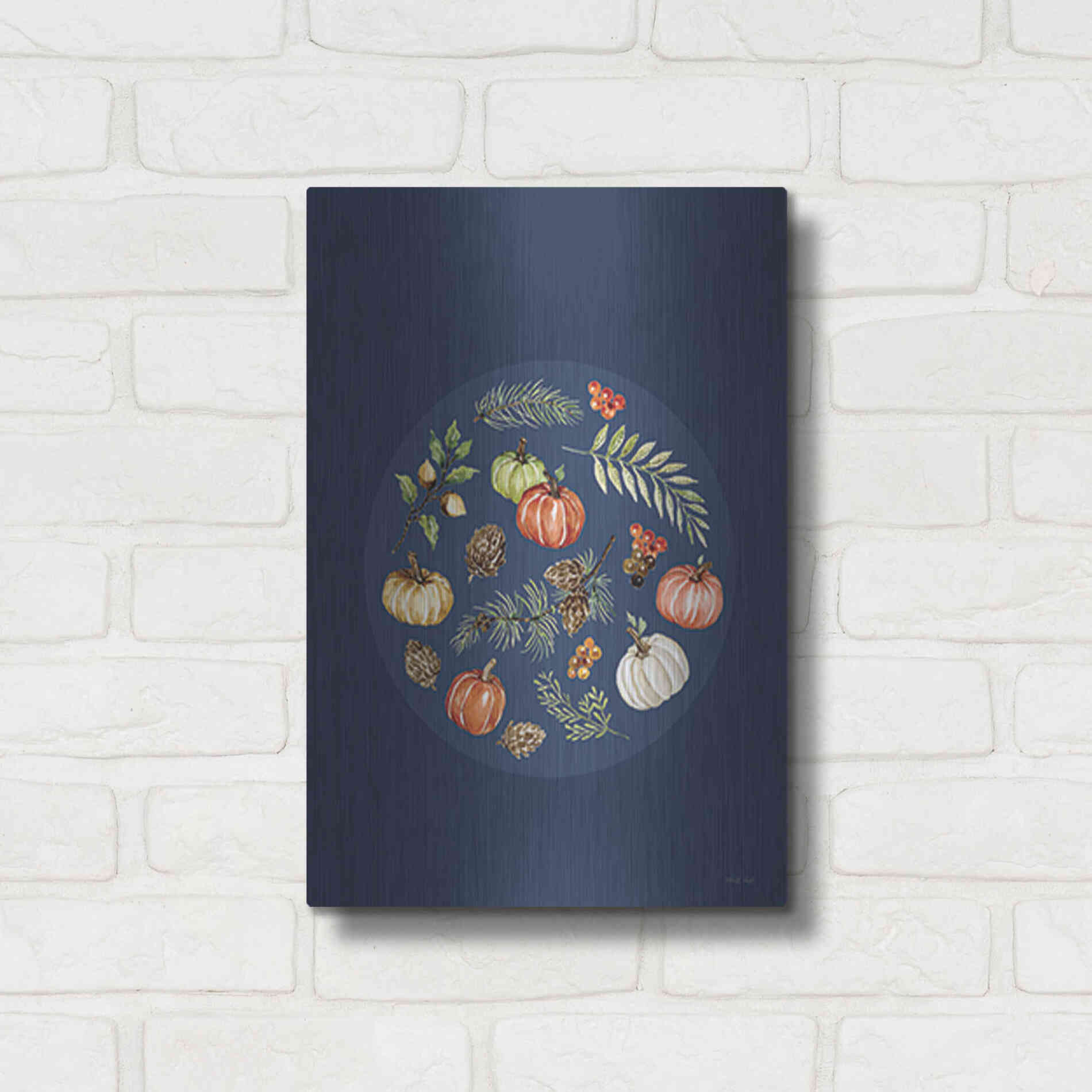 Luxe Metal Art 'Fall Ornament' by Cindy Jacobs, Metal Wall Art,12x16