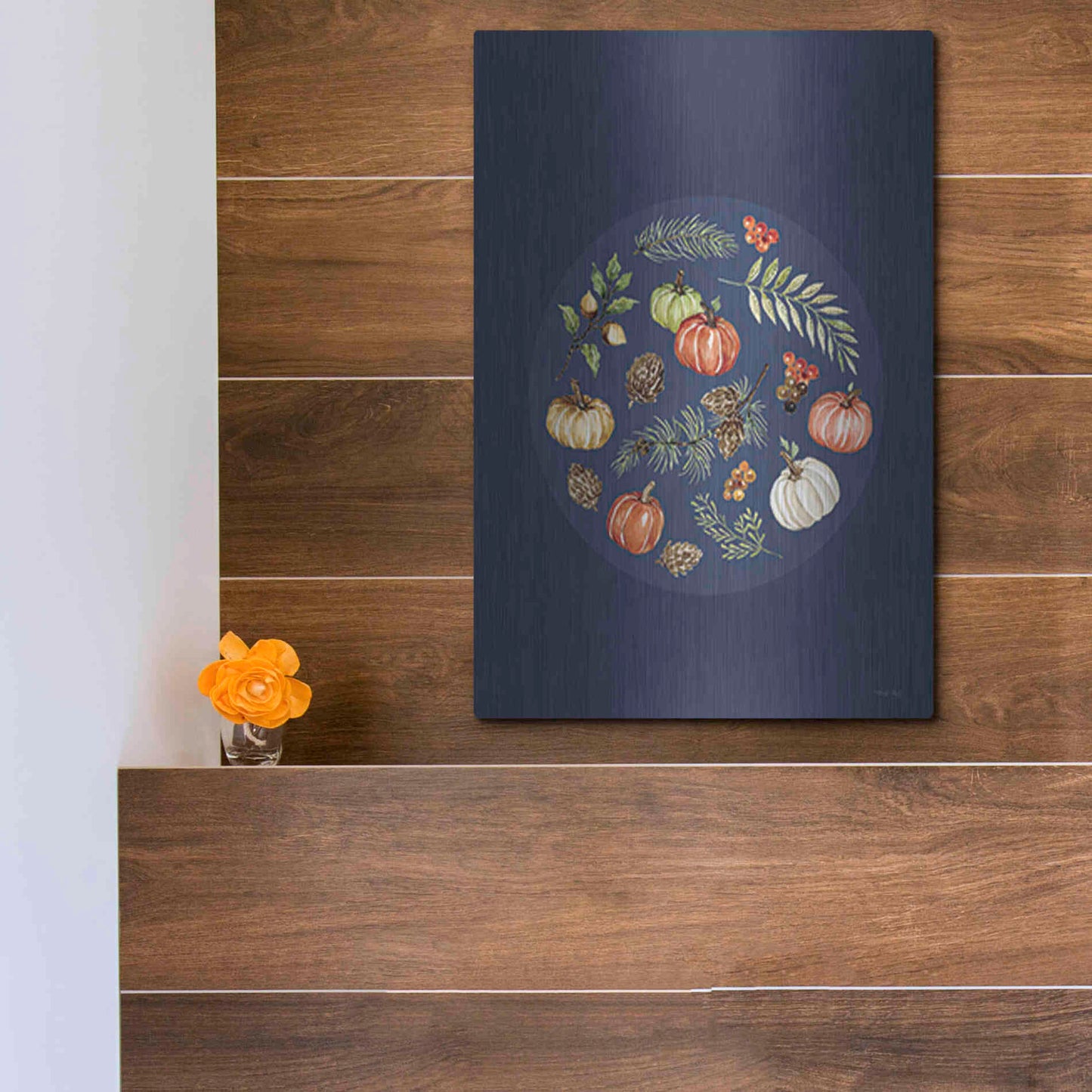 Luxe Metal Art 'Fall Ornament' by Cindy Jacobs, Metal Wall Art,12x16