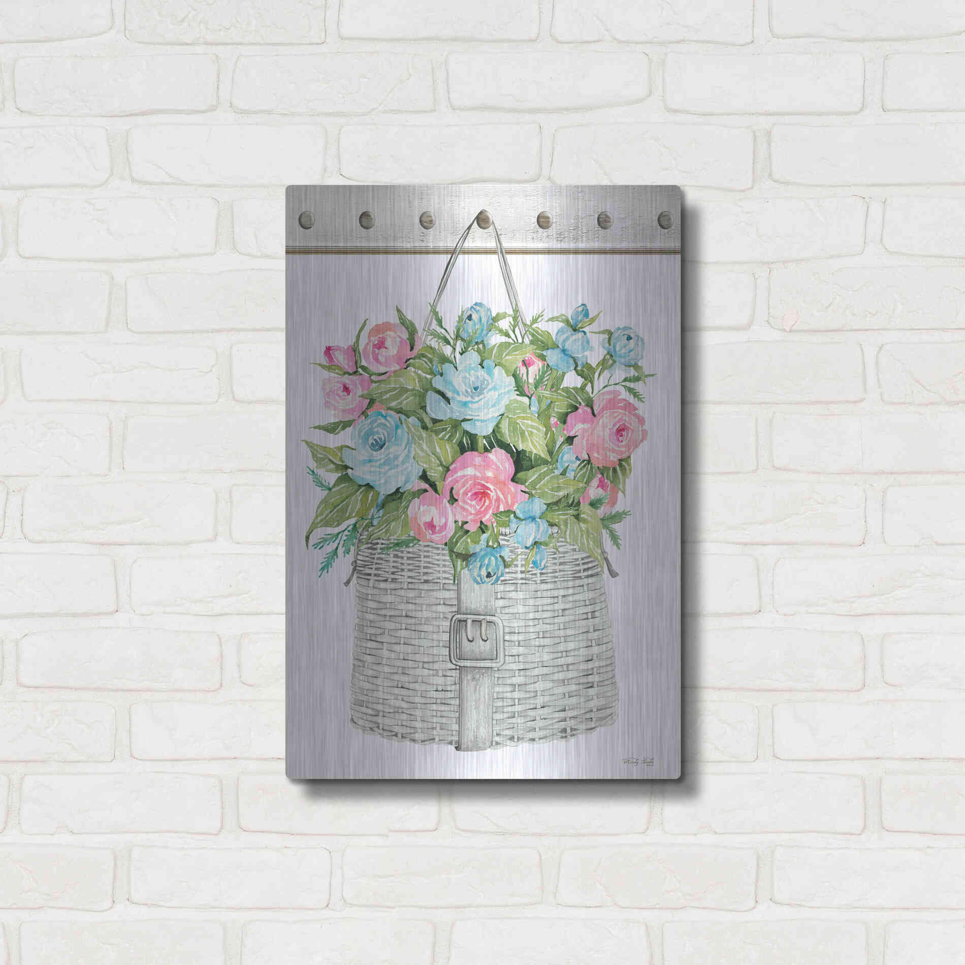 Luxe Metal Art 'Floral Pop I' by Cindy Jacobs, Metal Wall Art,16x24