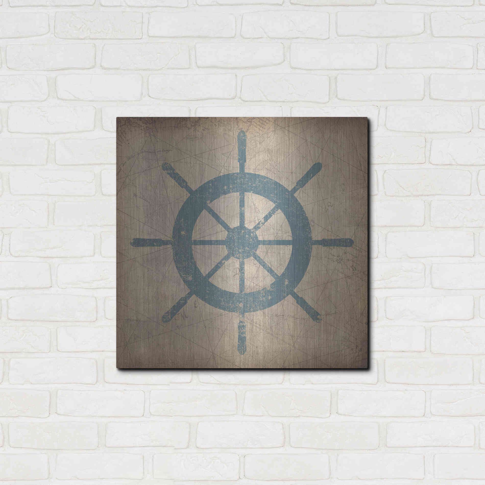 Luxe Metal Art 'Nautical Shipwheel' by Ryan Fowler, Metal Wall Art,24x24