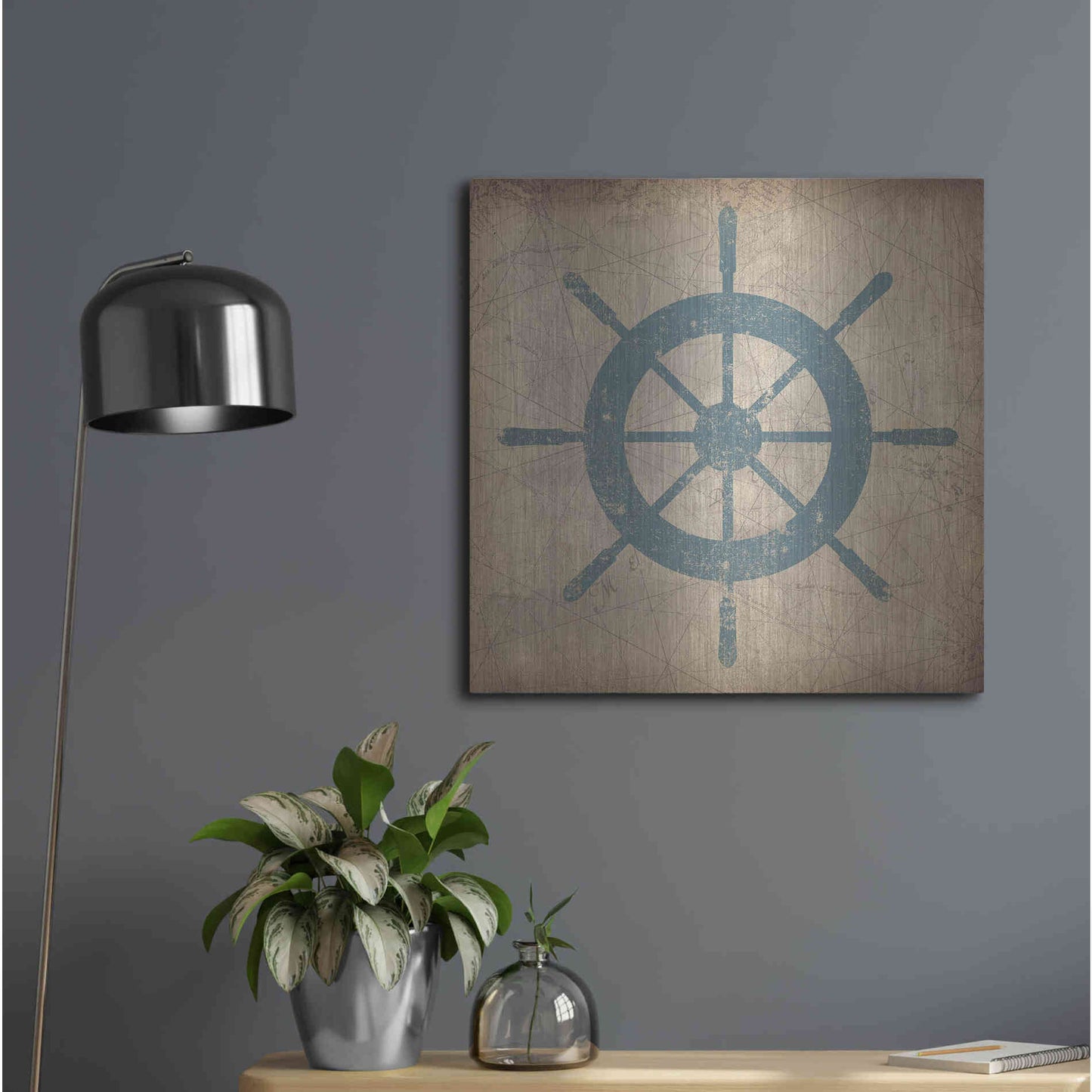 Luxe Metal Art 'Nautical Shipwheel' by Ryan Fowler, Metal Wall Art,24x24