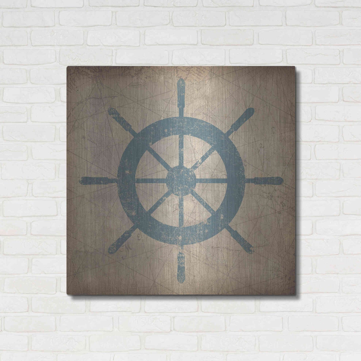 Luxe Metal Art 'Nautical Shipwheel' by Ryan Fowler, Metal Wall Art,36x36