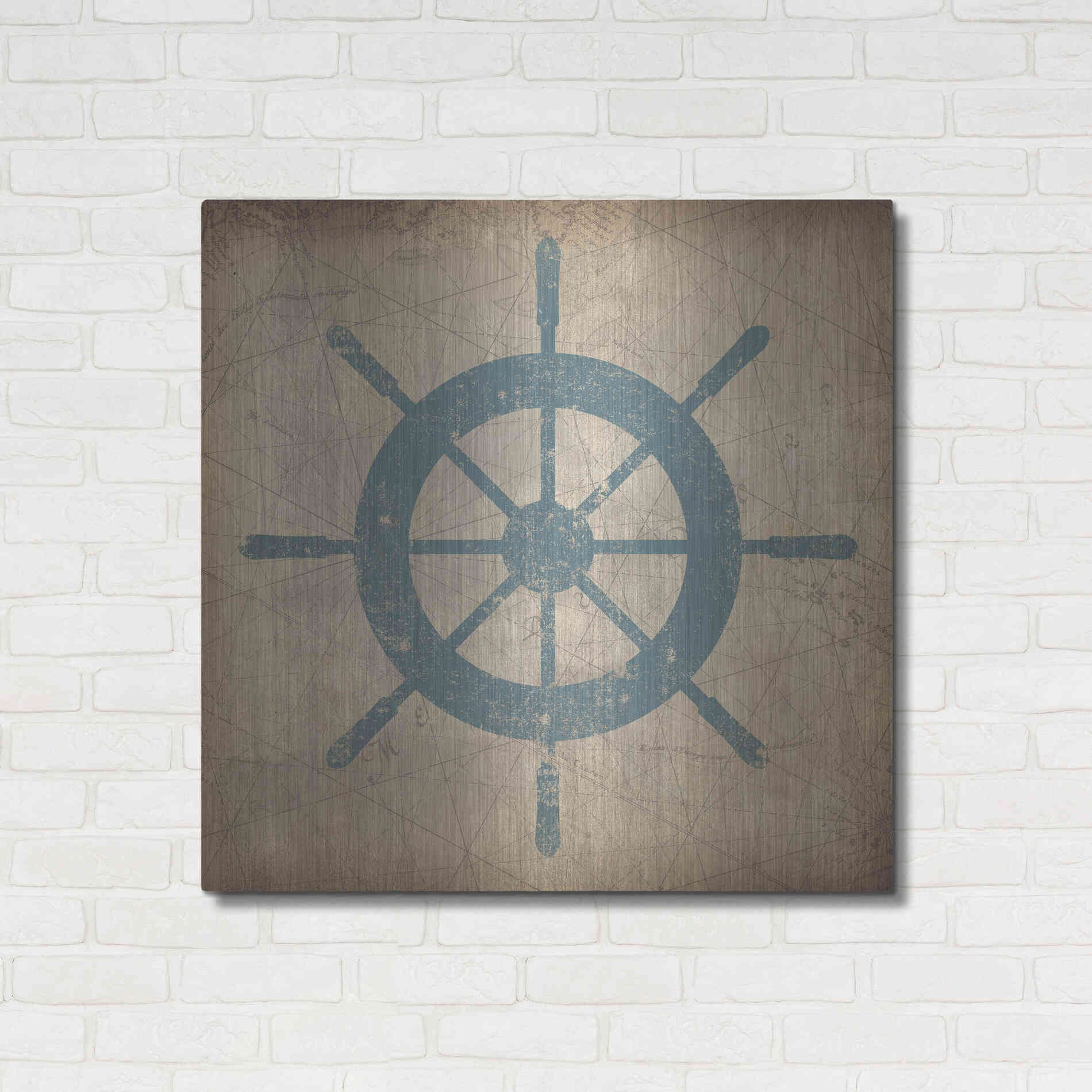 Luxe Metal Art 'Nautical Shipwheel' by Ryan Fowler, Metal Wall Art,36x36