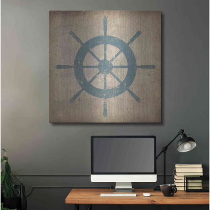 Luxe Metal Art 'Nautical Shipwheel' by Ryan Fowler, Metal Wall Art,36x36