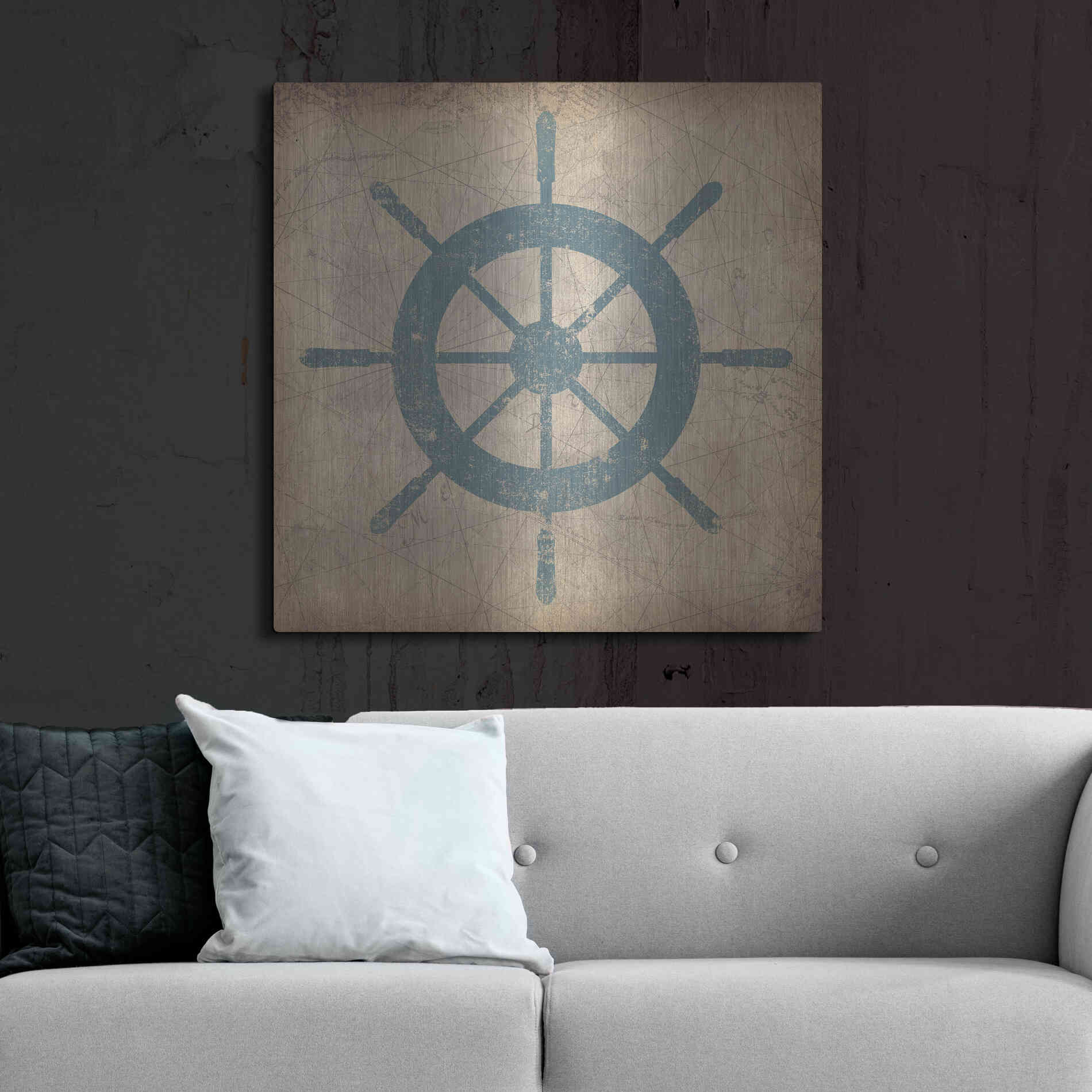 Luxe Metal Art 'Nautical Shipwheel' by Ryan Fowler, Metal Wall Art,36x36
