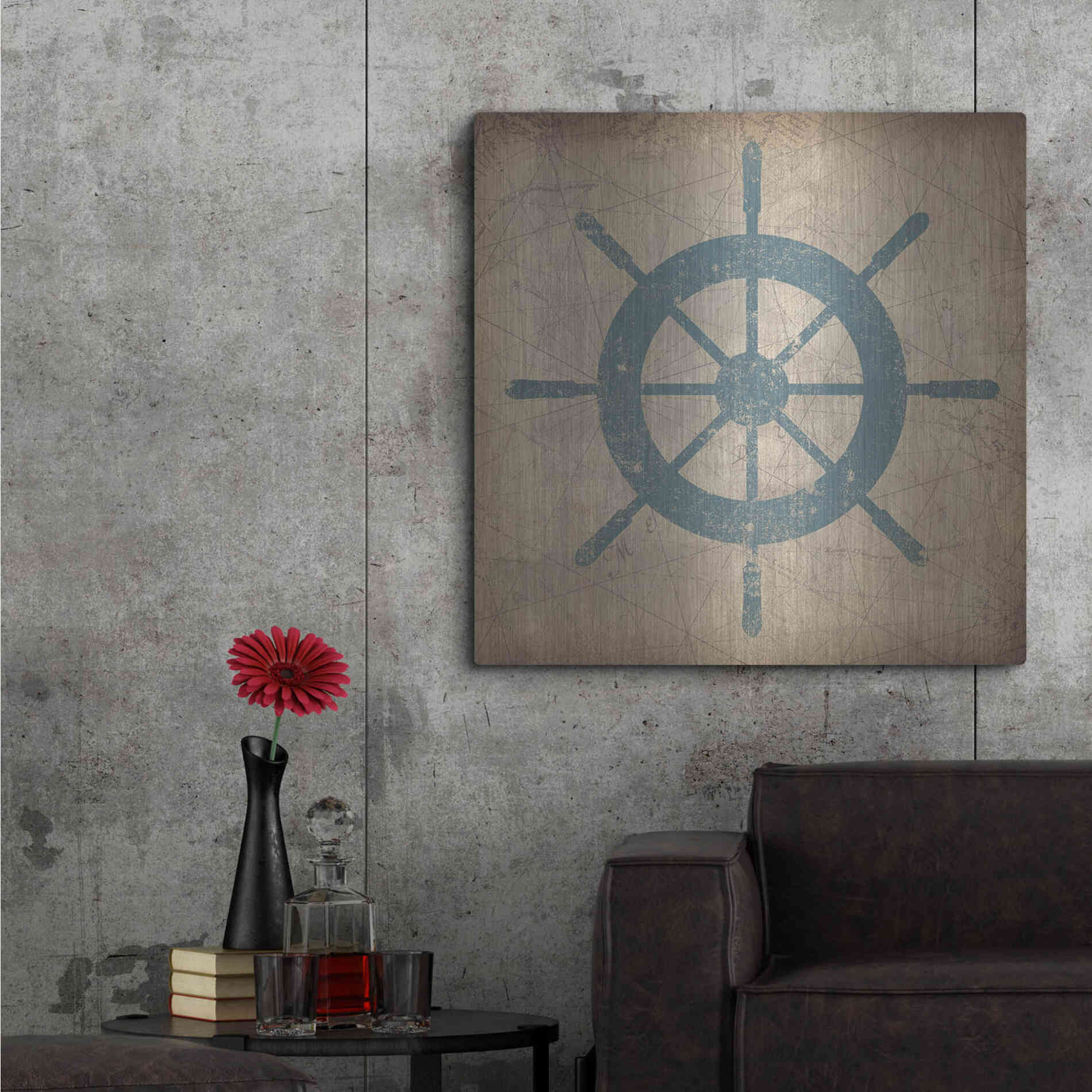 Luxe Metal Art 'Nautical Shipwheel' by Ryan Fowler, Metal Wall Art,36x36