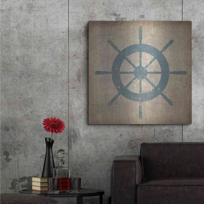 Luxe Metal Art 'Nautical Shipwheel' by Ryan Fowler, Metal Wall Art,36x36