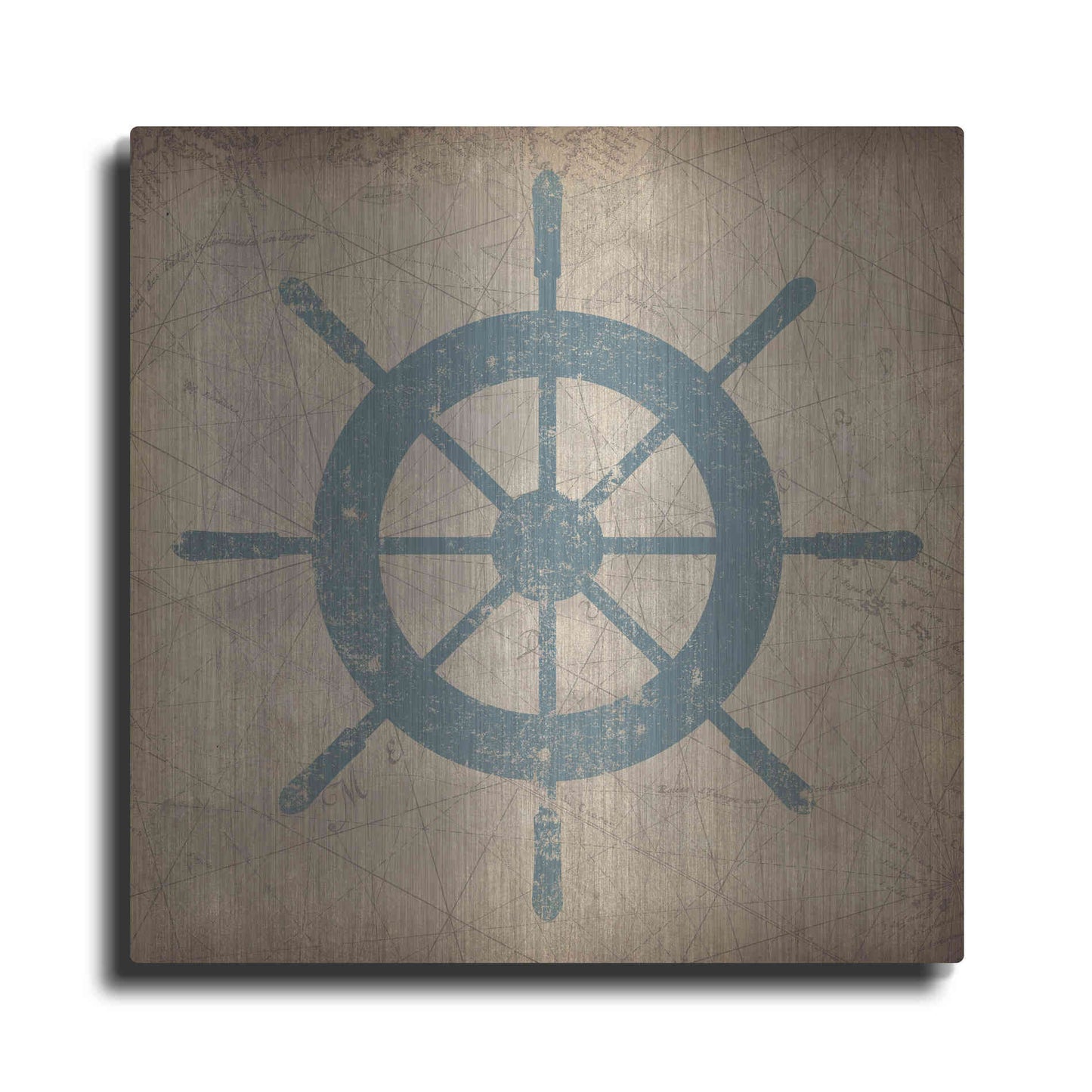 Luxe Metal Art 'Nautical Shipwheel' by Ryan Fowler, Metal Wall Art