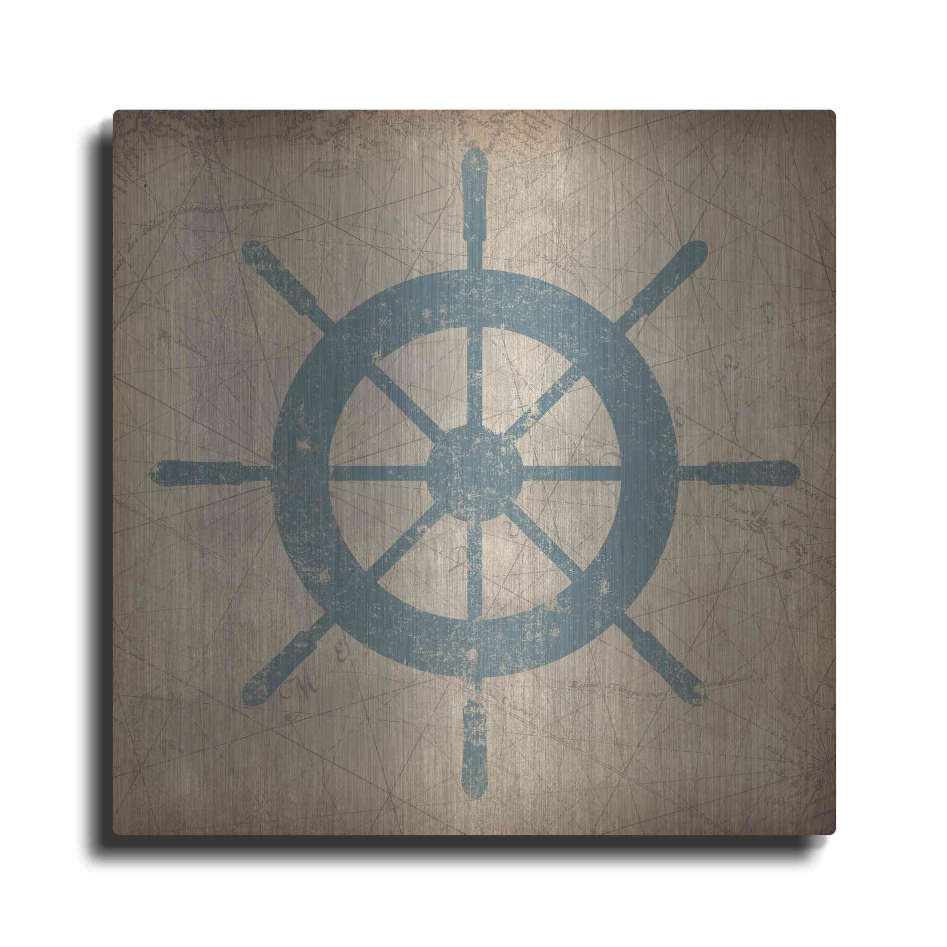 Luxe Metal Art 'Nautical Shipwheel' by Ryan Fowler, Metal Wall Art