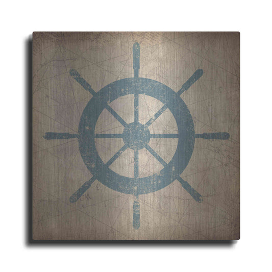 Luxe Metal Art 'Nautical Shipwheel' by Ryan Fowler, Metal Wall Art