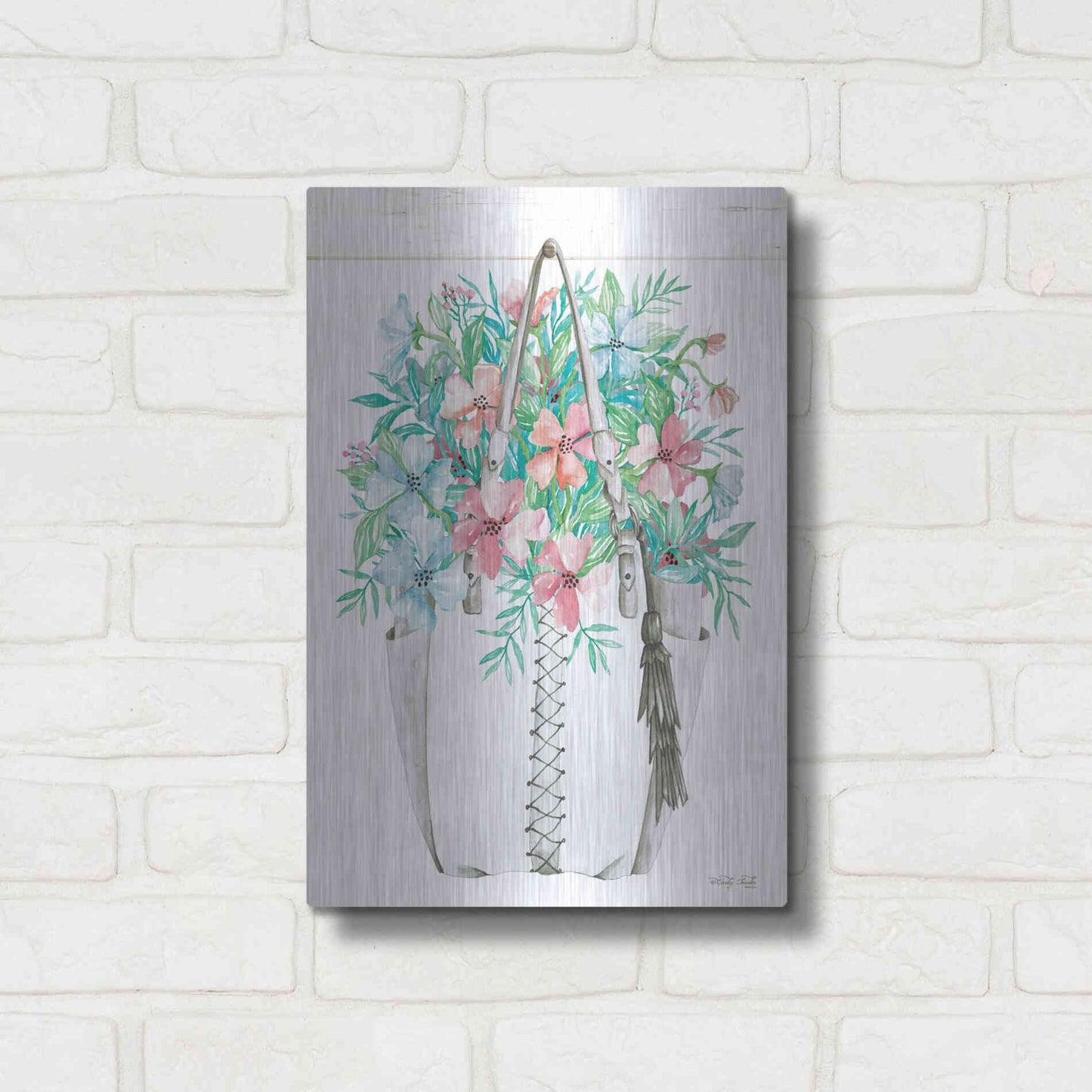 Luxe Metal Art 'Floral Pop II' by Cindy Jacobs, Metal Wall Art,12x16