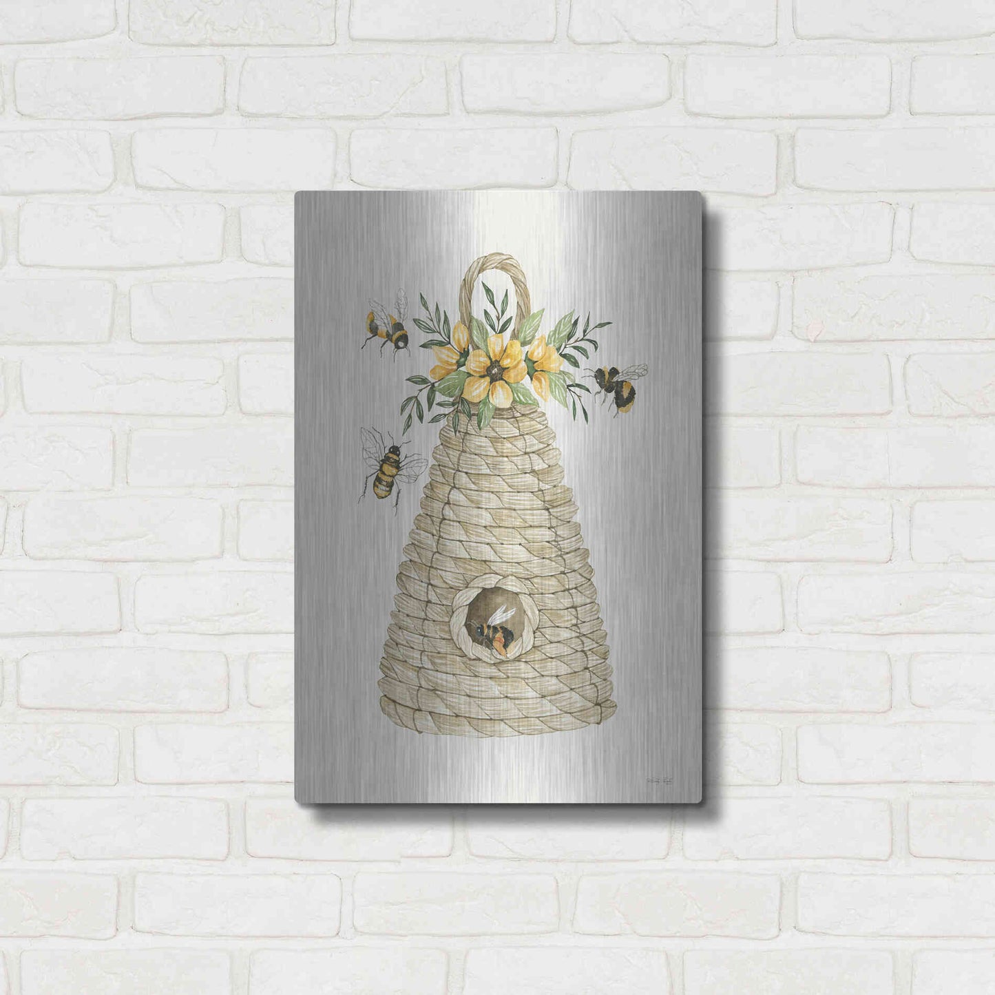 Luxe Metal Art 'Bee Hive Home' by Cindy Jacobs, Metal Wall Art,16x24