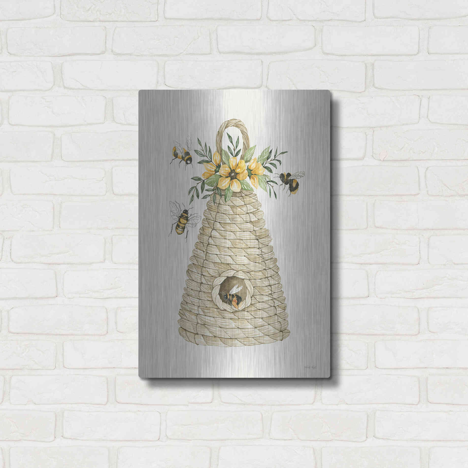 Luxe Metal Art 'Bee Hive Home' by Cindy Jacobs, Metal Wall Art,16x24