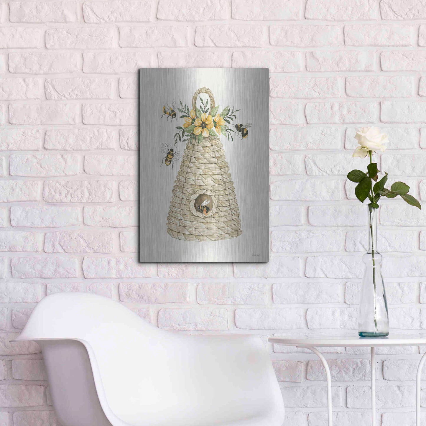 Luxe Metal Art 'Bee Hive Home' by Cindy Jacobs, Metal Wall Art,16x24
