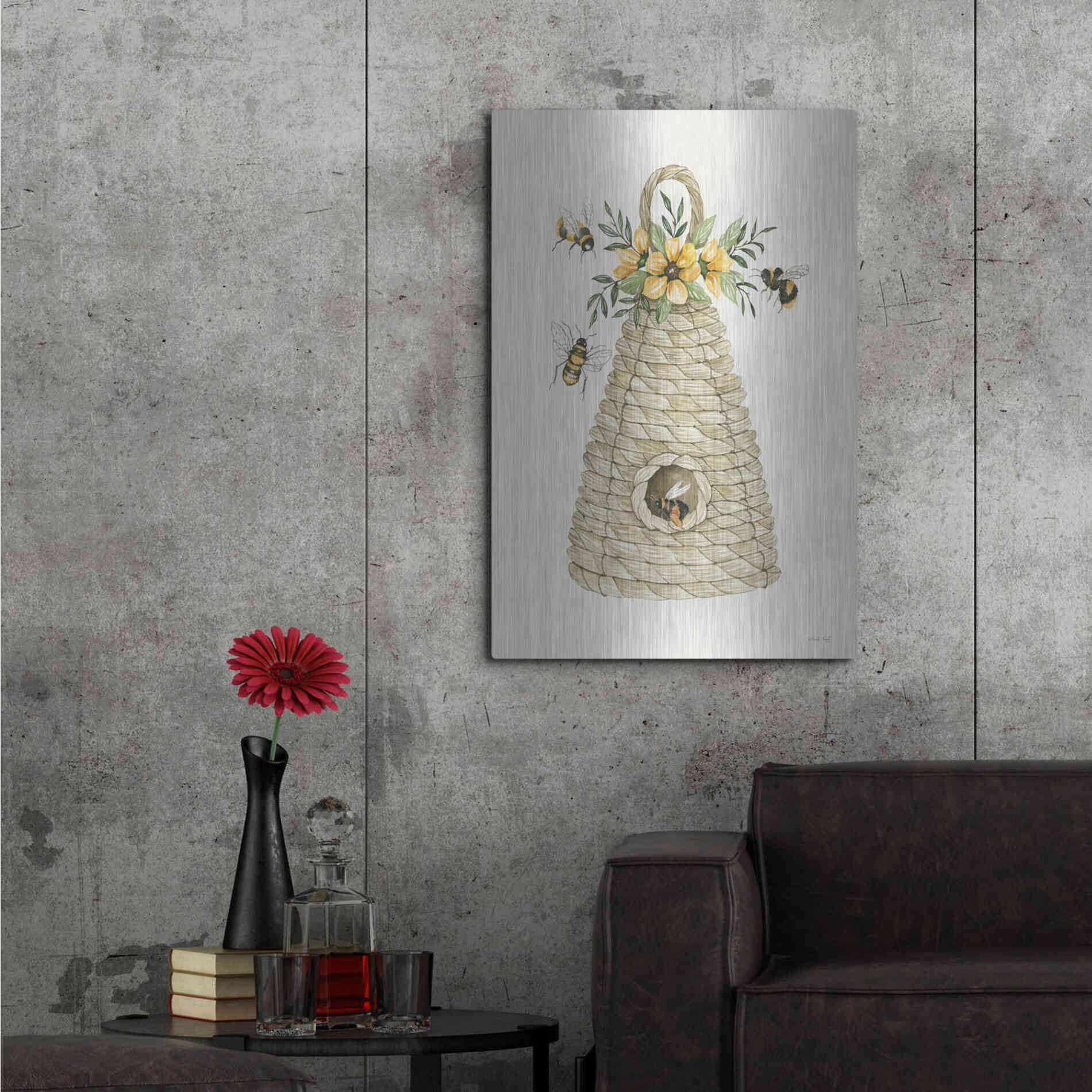 Luxe Metal Art 'Bee Hive Home' by Cindy Jacobs, Metal Wall Art,24x36
