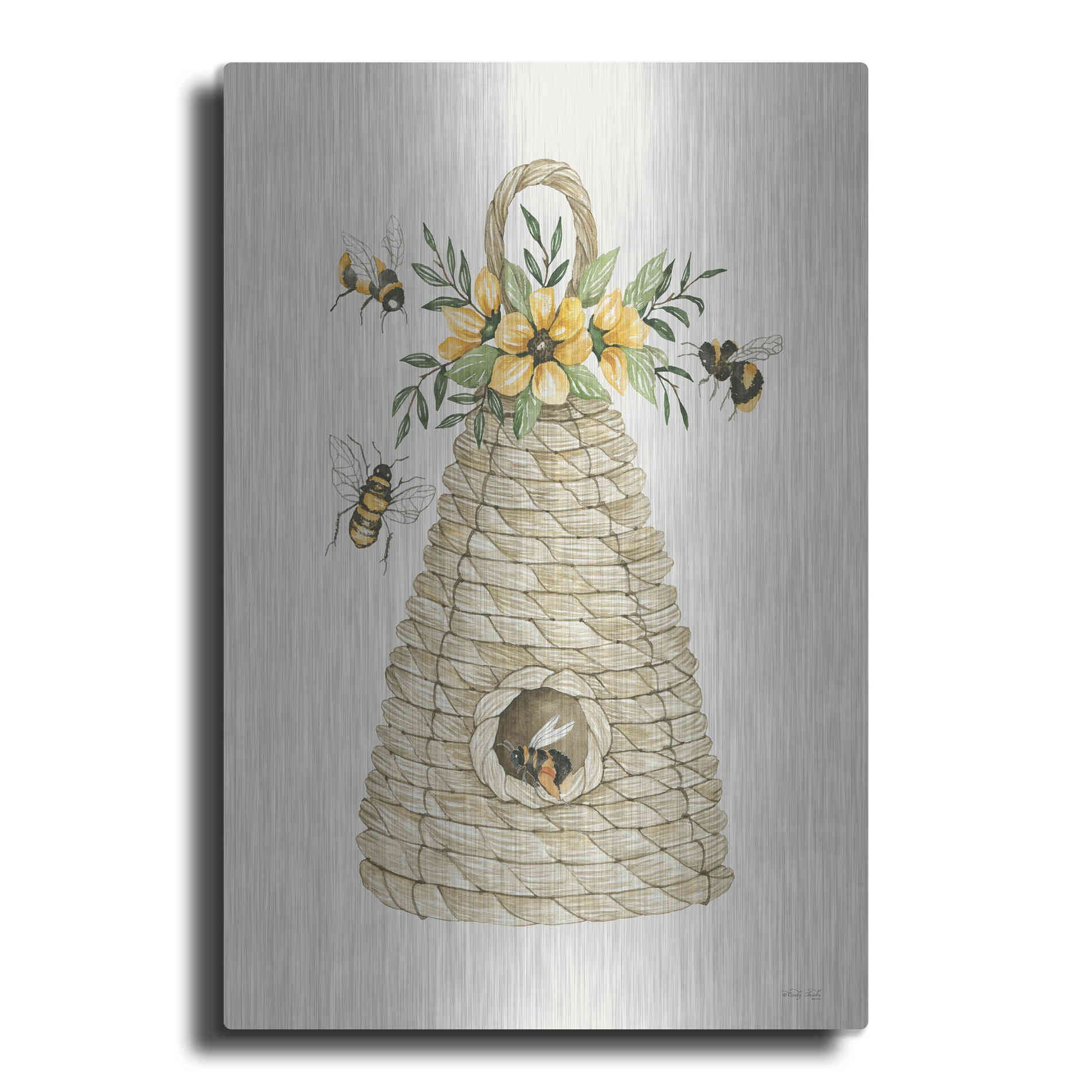Luxe Metal Art 'Bee Hive Home' by Cindy Jacobs, Metal Wall Art