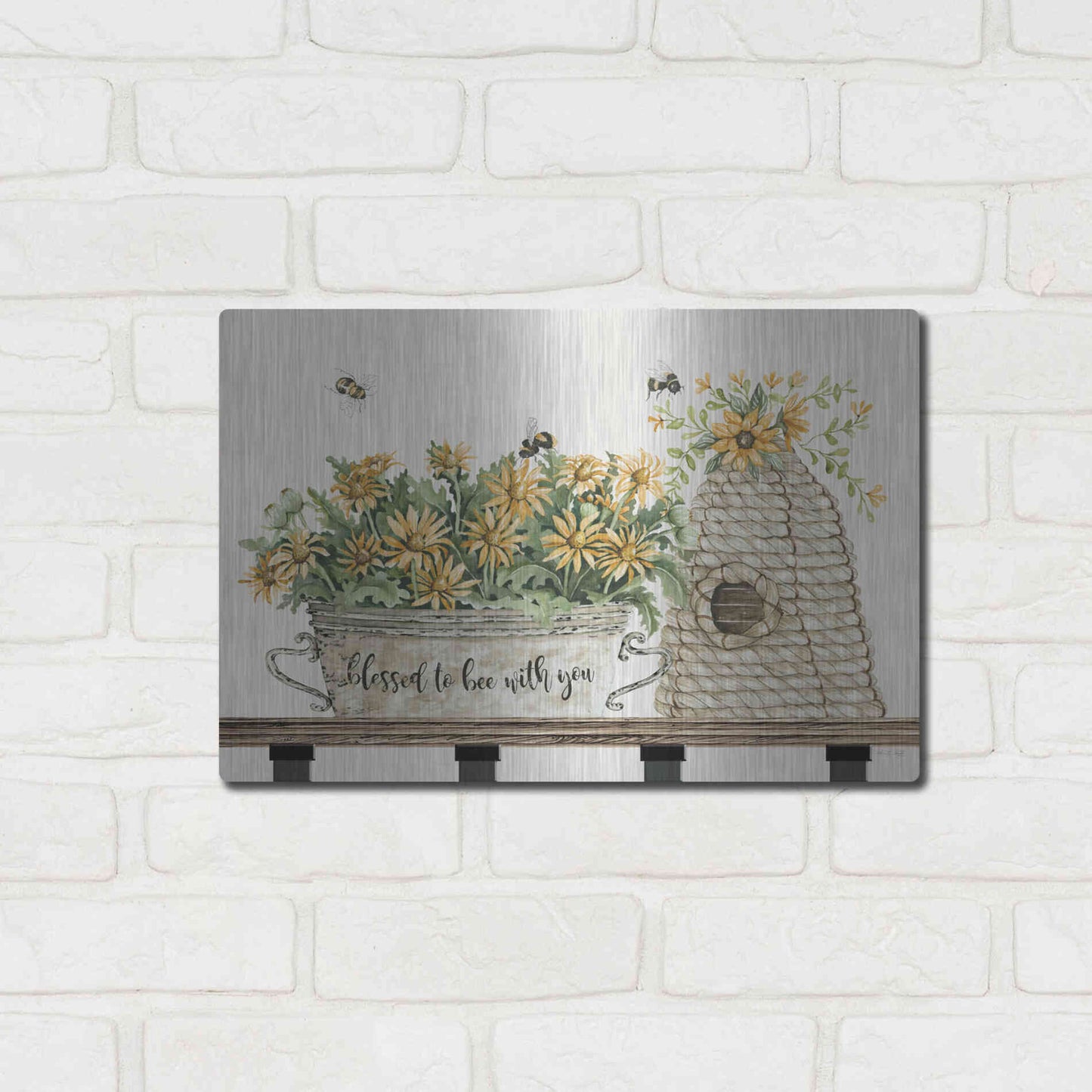 Luxe Metal Art 'Blessed to Be With You Bee Hive' by Cindy Jacobs, Metal Wall Art,16x12