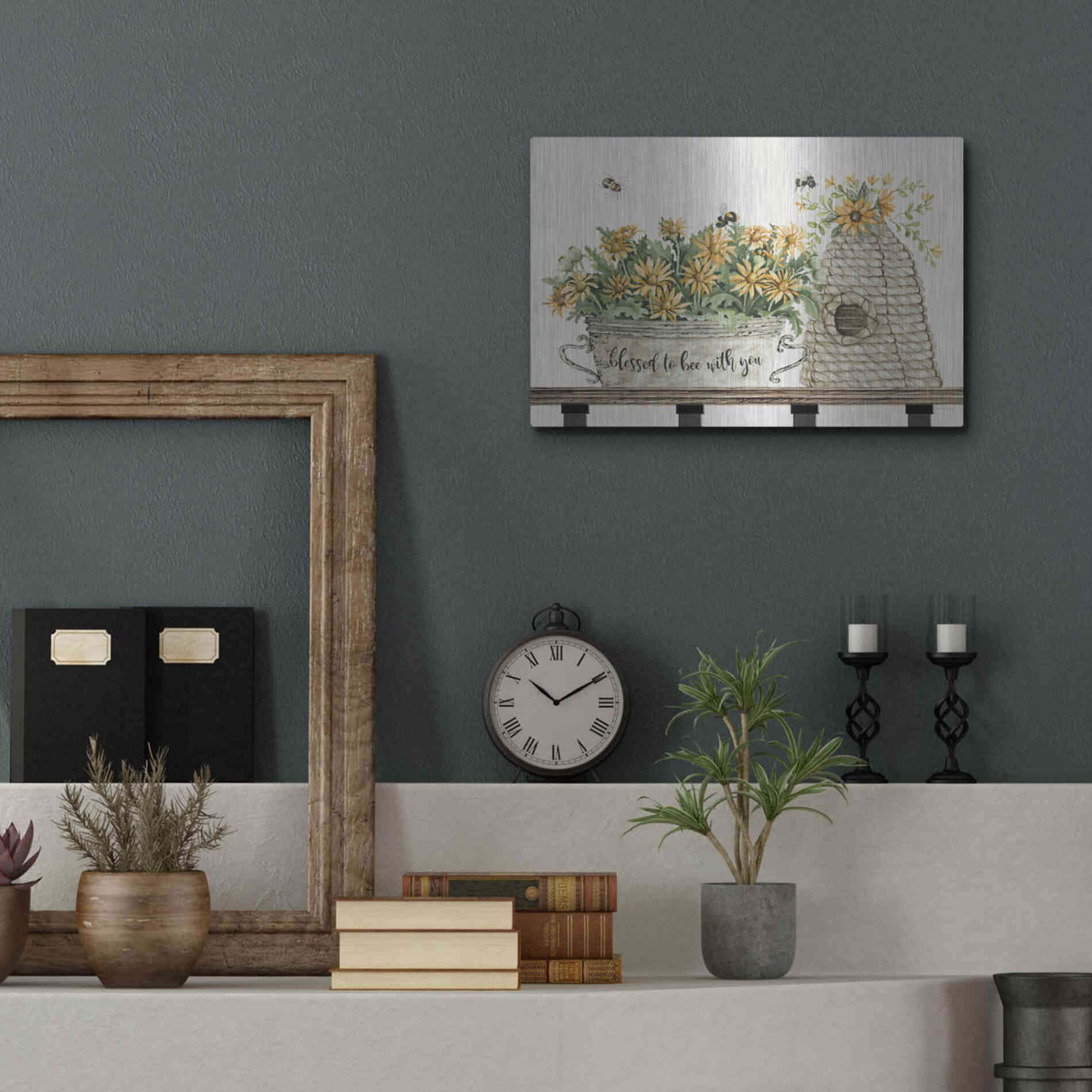 Luxe Metal Art 'Blessed to Be With You Bee Hive' by Cindy Jacobs, Metal Wall Art,16x12