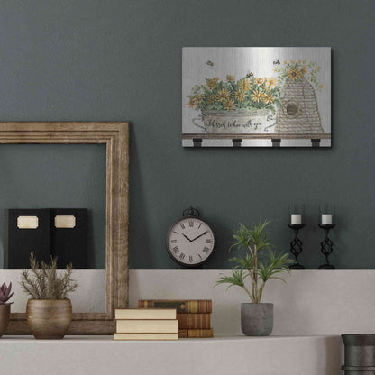 Luxe Metal Art 'Blessed to Be With You Bee Hive' by Cindy Jacobs, Metal Wall Art,16x12