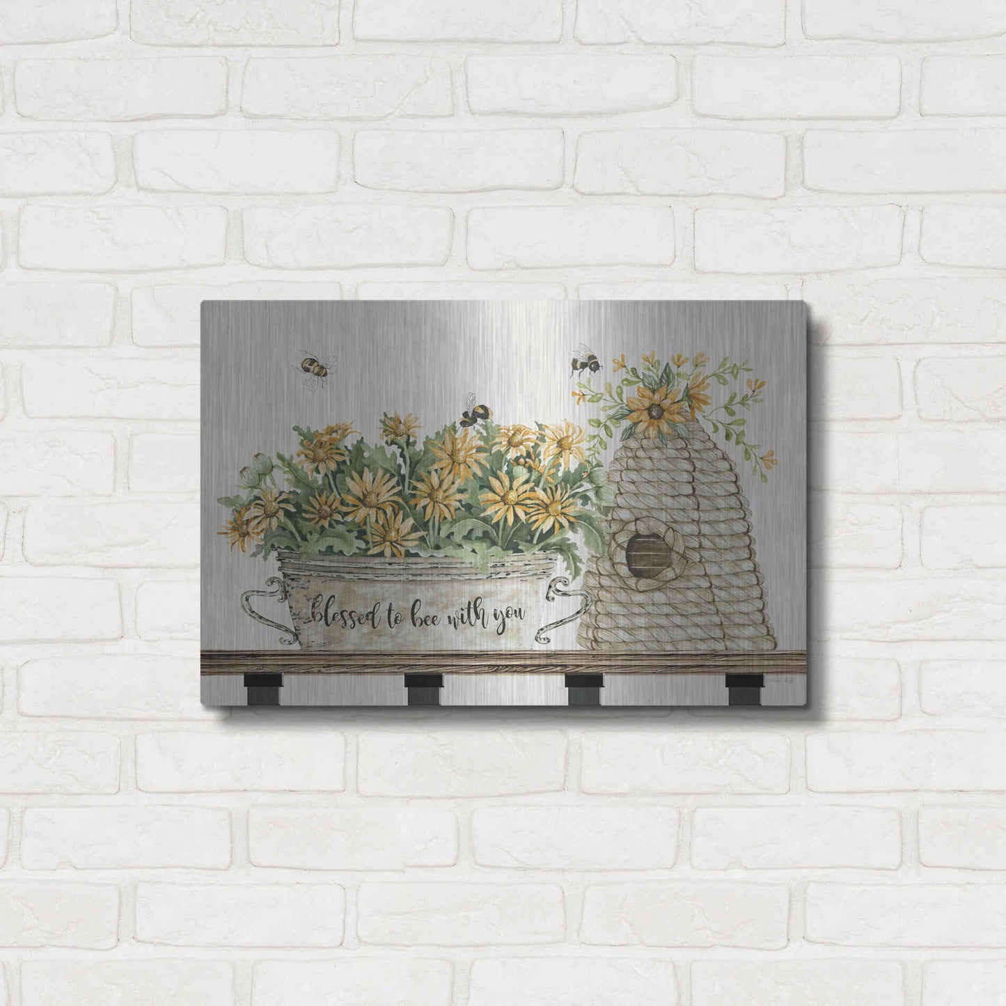 Luxe Metal Art 'Blessed to Be With You Bee Hive' by Cindy Jacobs, Metal Wall Art,24x16