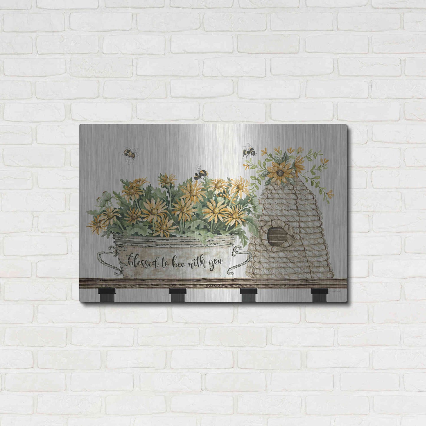 Luxe Metal Art 'Blessed to Be With You Bee Hive' by Cindy Jacobs, Metal Wall Art,36x24