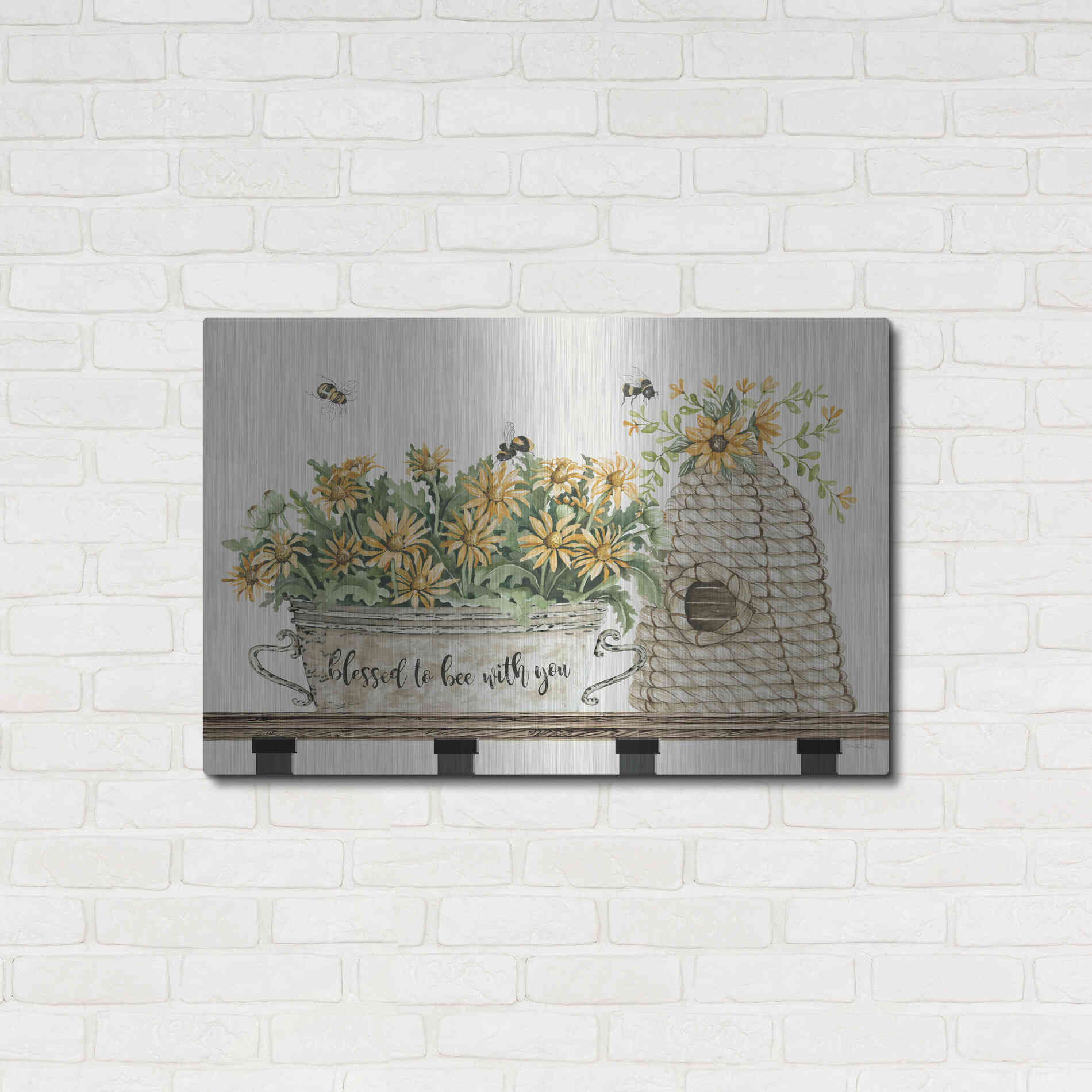 Luxe Metal Art 'Blessed to Be With You Bee Hive' by Cindy Jacobs, Metal Wall Art,36x24