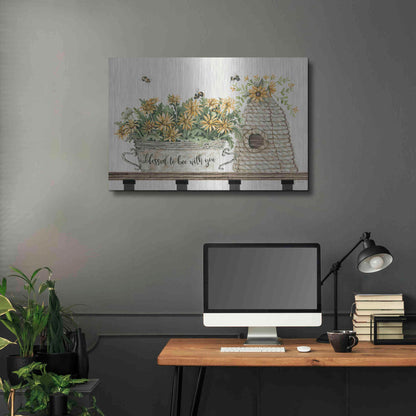 Luxe Metal Art 'Blessed to Be With You Bee Hive' by Cindy Jacobs, Metal Wall Art,36x24