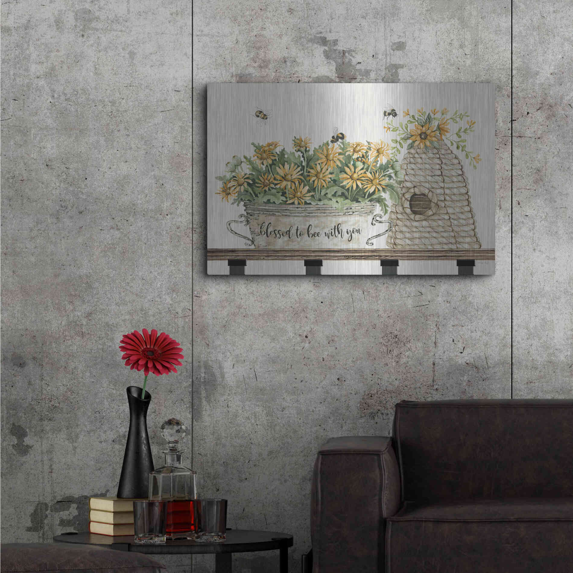 Luxe Metal Art 'Blessed to Be With You Bee Hive' by Cindy Jacobs, Metal Wall Art,36x24