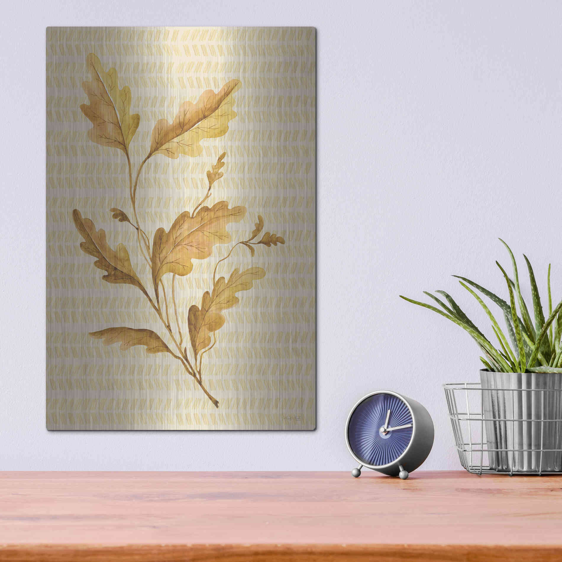 Luxe Metal Art 'Golden Oak' by Cindy Jacobs, Metal Wall Art,12x16