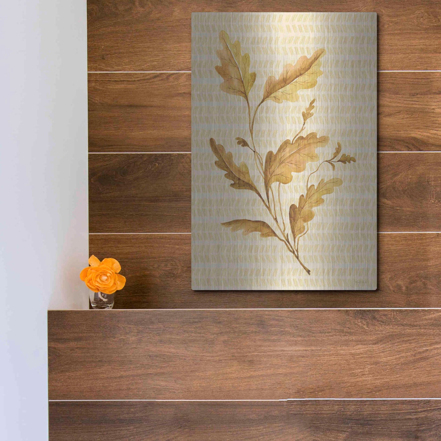Luxe Metal Art 'Golden Oak' by Cindy Jacobs, Metal Wall Art,12x16