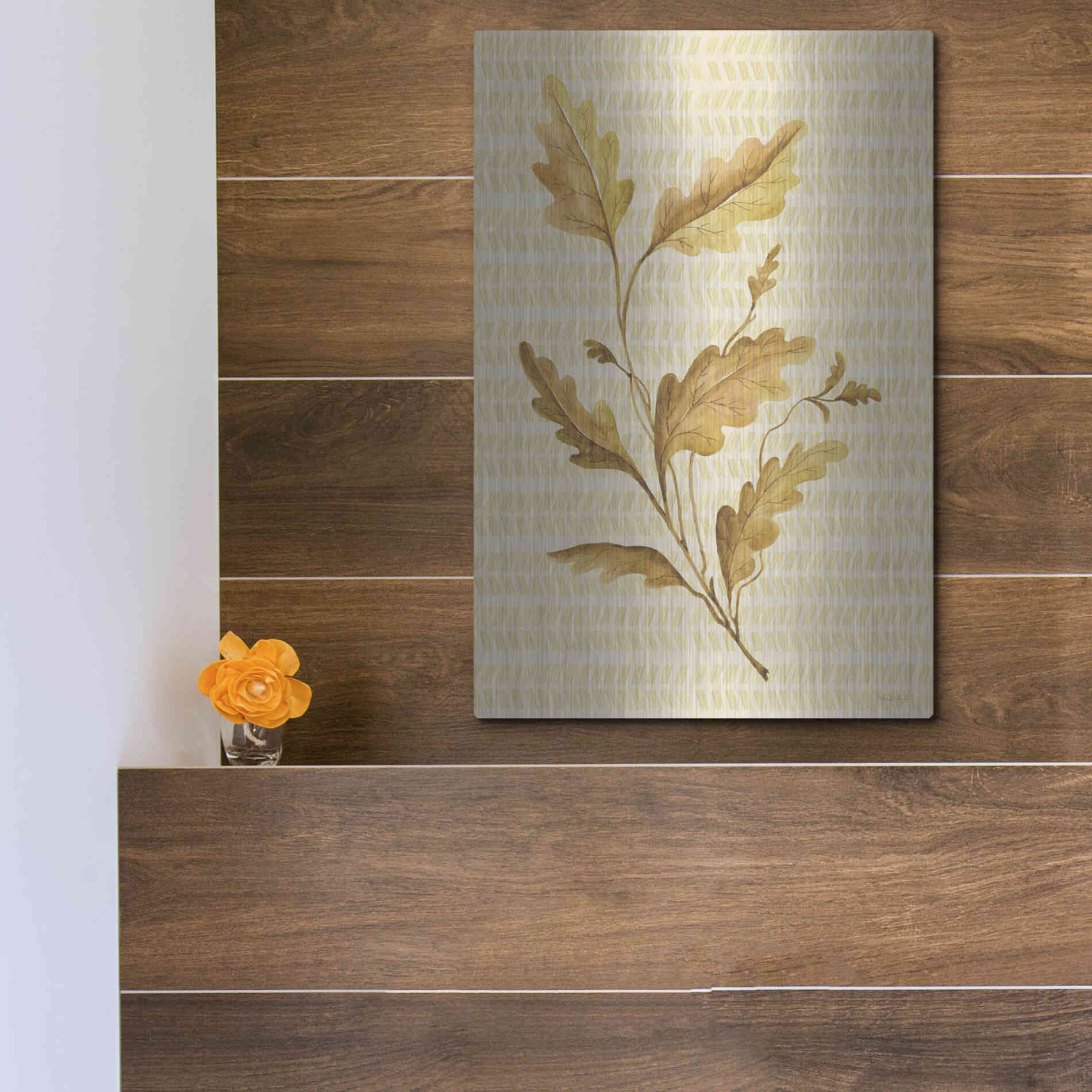 Luxe Metal Art 'Golden Oak' by Cindy Jacobs, Metal Wall Art,12x16