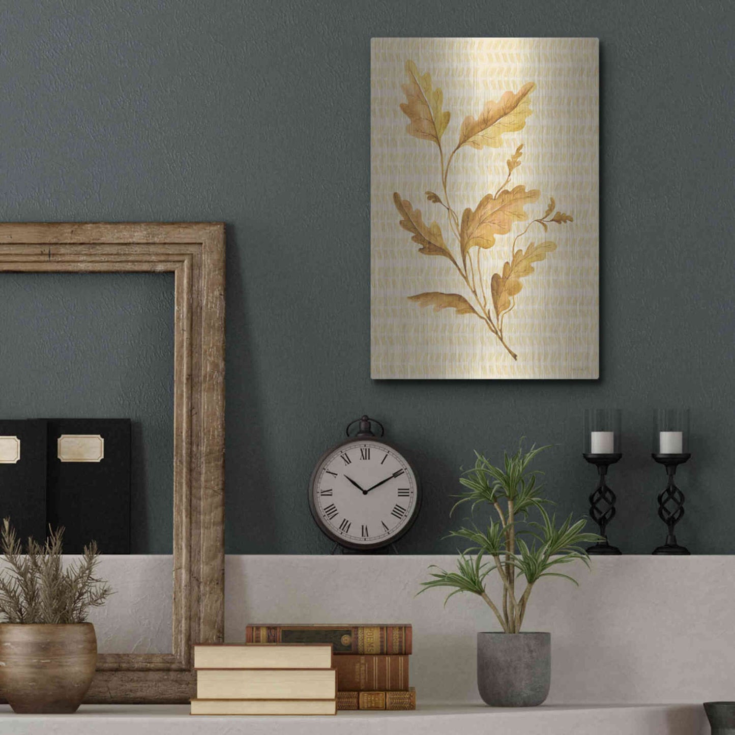 Luxe Metal Art 'Golden Oak' by Cindy Jacobs, Metal Wall Art,12x16