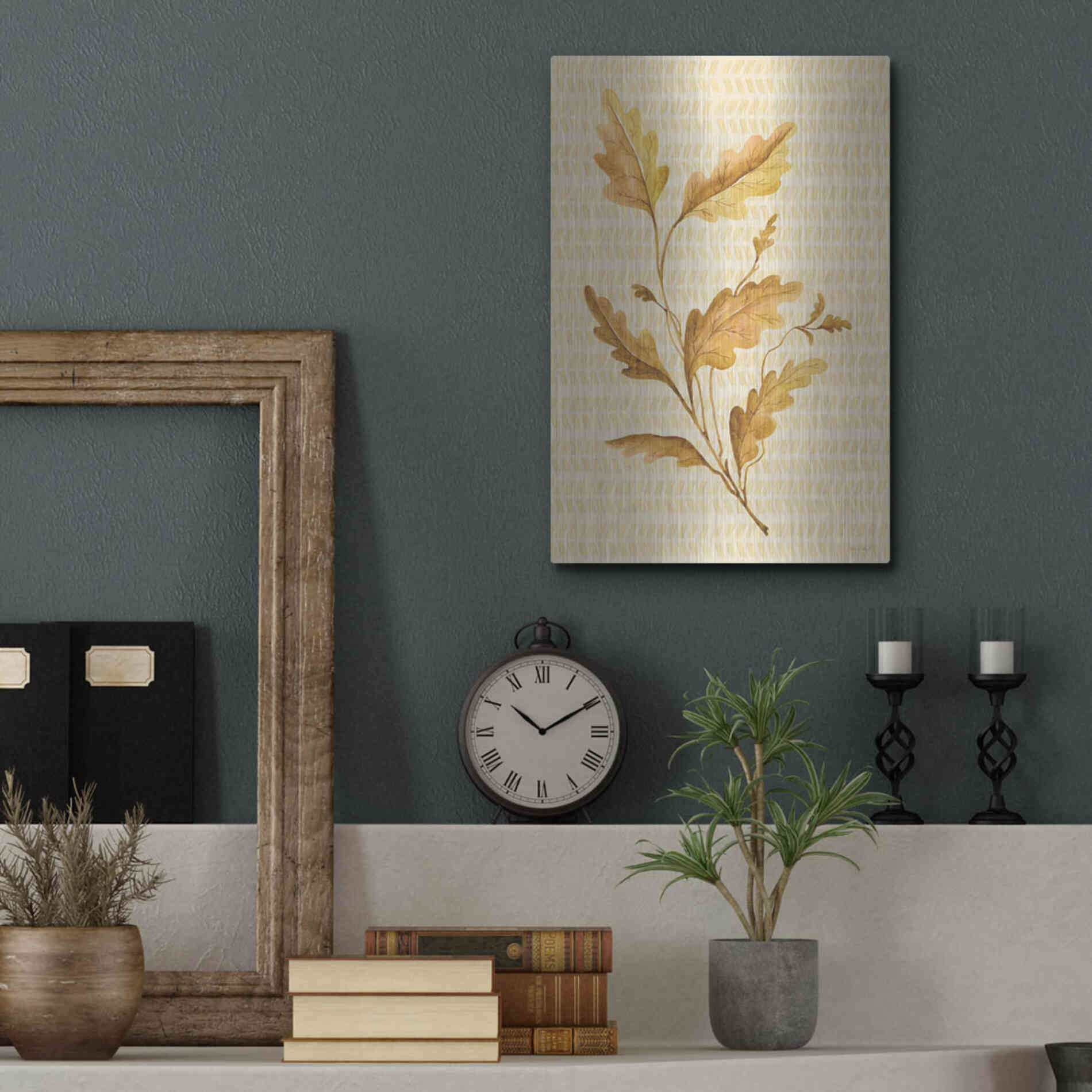 Luxe Metal Art 'Golden Oak' by Cindy Jacobs, Metal Wall Art,12x16