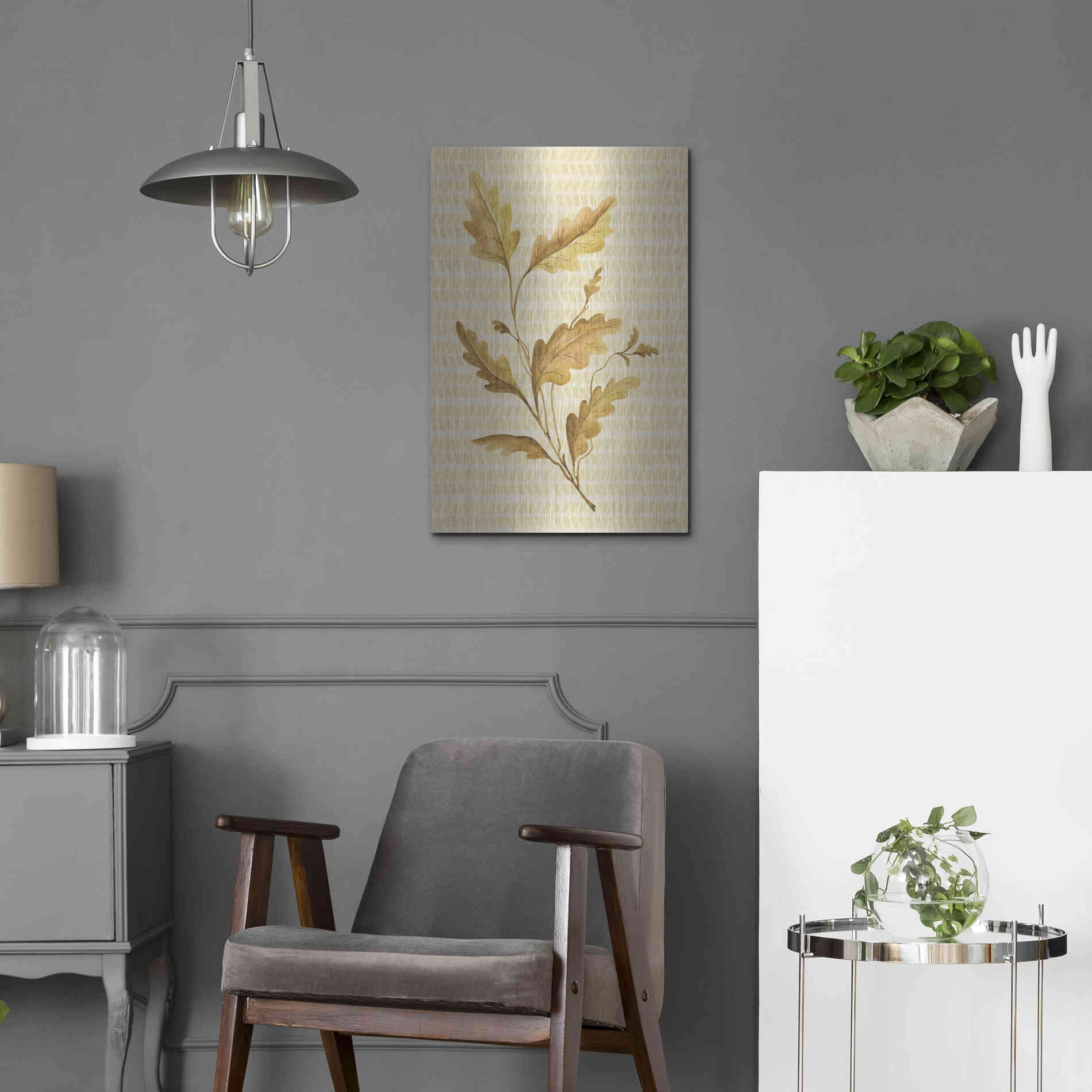 Luxe Metal Art 'Golden Oak' by Cindy Jacobs, Metal Wall Art,16x24
