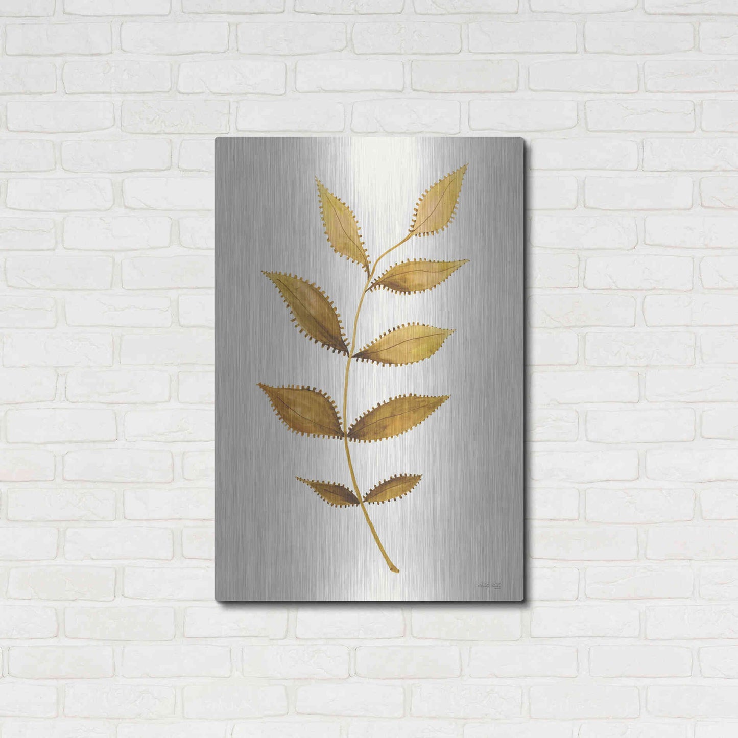 Luxe Metal Art 'Golden Spotted Leaves' by Cindy Jacobs, Metal Wall Art,24x36