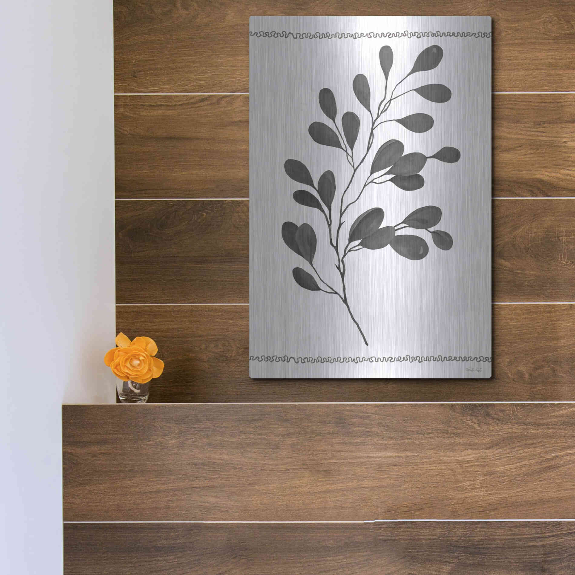 Luxe Metal Art 'Leaf Collection I' by Cindy Jacobs, Metal Wall Art,12x16