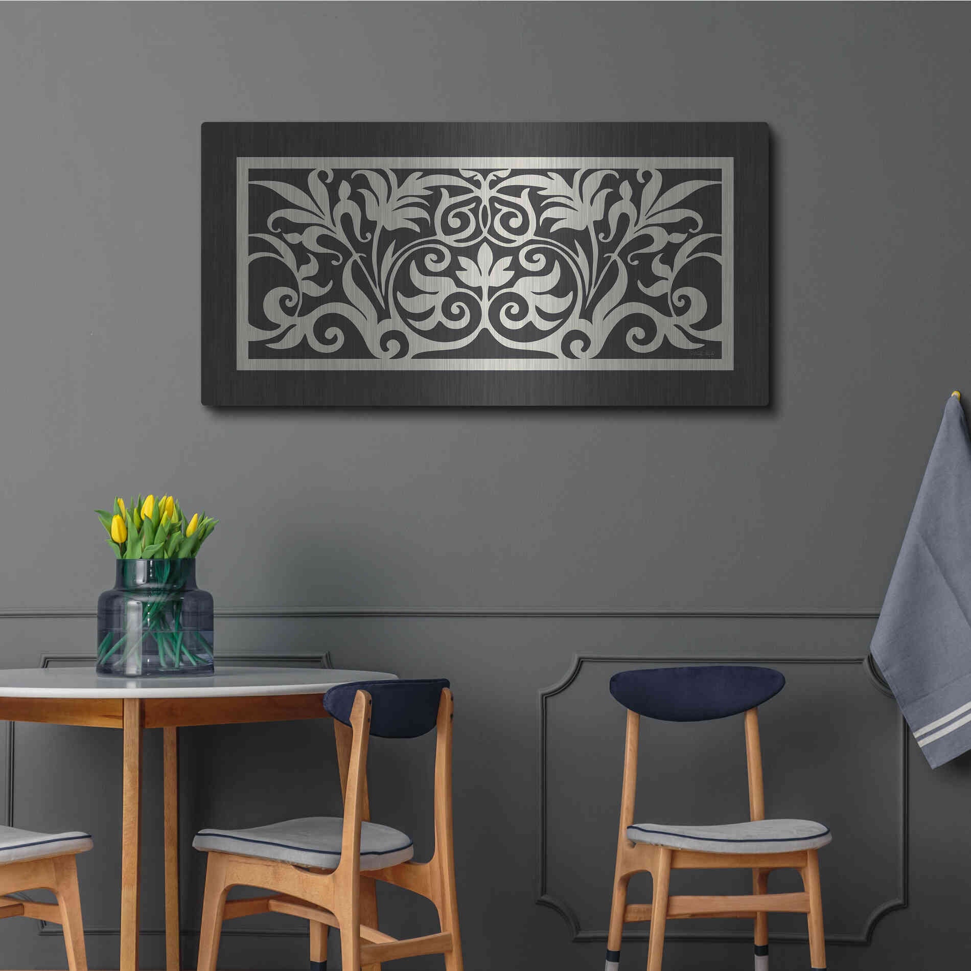 Luxe Metal Art 'Patterned Grill I' by Cindy Jacobs, Metal Wall Art,48x24